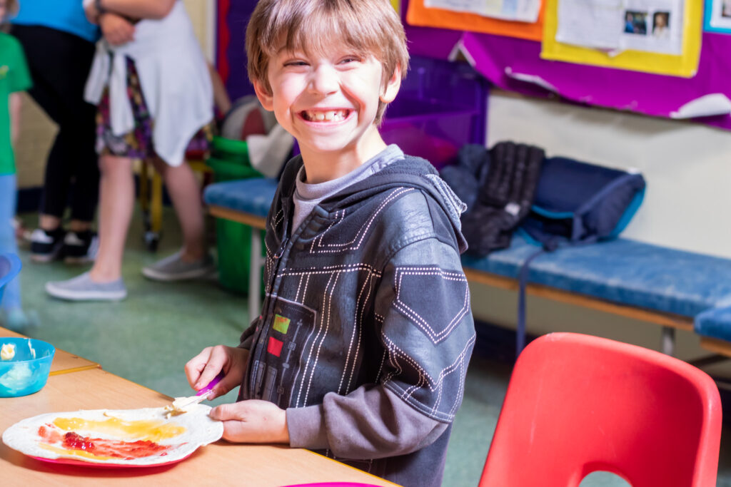 a boy smiling