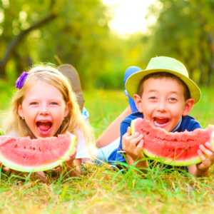 kids eating watermelon