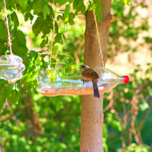 a bird feeding