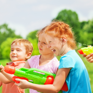 kids playing with water guns