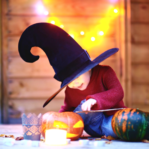 a boy enjoying the halloween