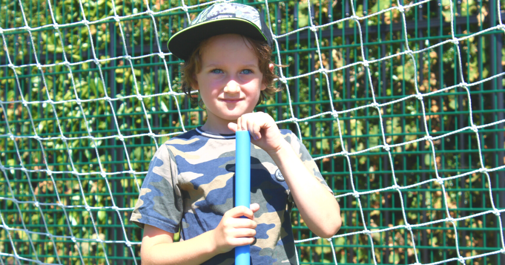 a boy playing hockey