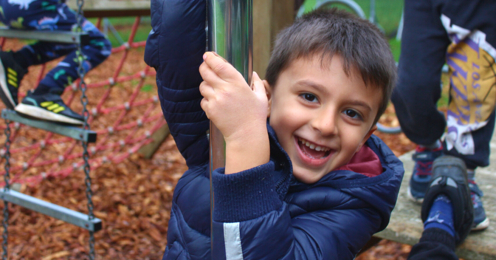 a boy smiling